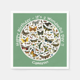 Het is een vlinder verjaardag, collage items voor  servet