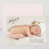 Het is een volledige foto van een meisje kondiging aankondiging (Voorkant / Achterkant)