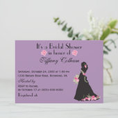 Het is een Vrijgezellenfeest bruid silhouet Paarse Kaart (Staand voorkant)