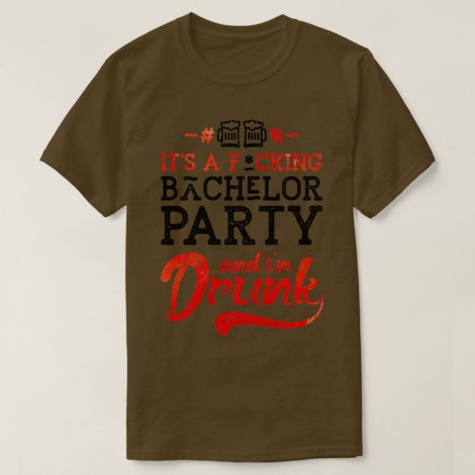 Het is een vrijgezellenfeest en hij is drink t-shirt (Design voorkant)