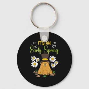 Het is een vroege lente Grappige Groundhog Day Voo Sleutelhanger