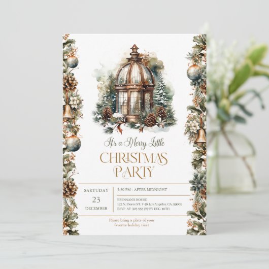 Het is een vrolijk klein kerstfeest uitnodiging (Staand voorkant)