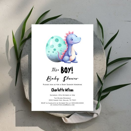 Het is een Waterverf Dinosaur Baby shower Kaart
