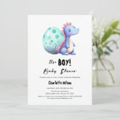 Het is een Waterverf Dinosaur Baby shower Kaart (Staand voorkant)