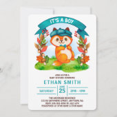 Het is een Waterverf Fox Baby shower van de Jongen Kaart (Voorkant)
