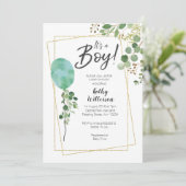 Het is een Waterverf Greenery oh baby shower. Kaart (Staand voorkant)