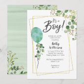 Het is een Waterverf Greenery oh baby shower. Kaart (Voorkant / Achterkant)