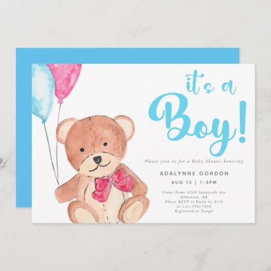 Het is een waterverf van het Baby shower Tint van  Kaart (Voorkant / Achterkant)