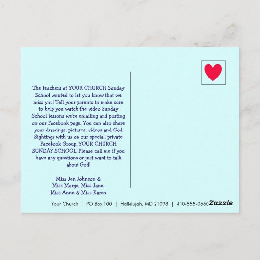 Het is een Whale Sunday School herinnering geweest Briefkaart (Achterkant)