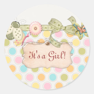 Het is een Whimsey Girls BABY SHOWER Gift Ronde Sticker