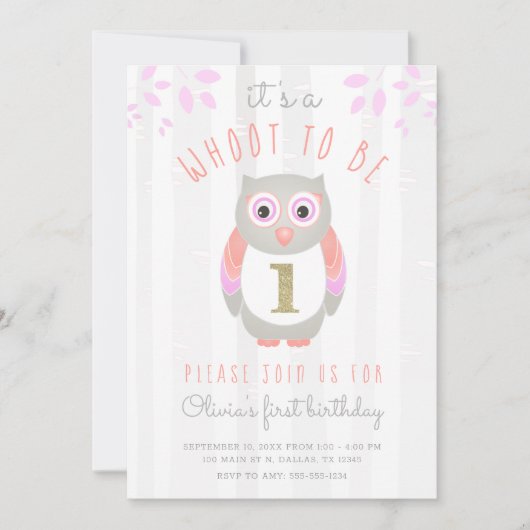 Het is een Whoot om One Woodland Owl 1e verjaardag Kaart (Voorkant)