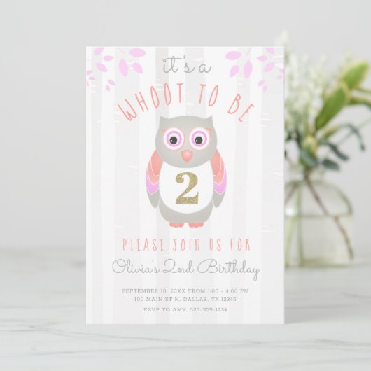 Het is een Whoot om twee Woodland Owl 2nd Birthday Kaart (Staand voorkant)
