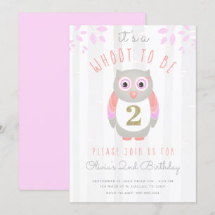 Het is een Whoot om twee Woodland Owl 2nd Birthday Kaart