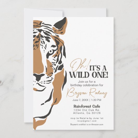 Het is een wild oerwoud tijger op de eerste verjaa kaart (Voorkant)