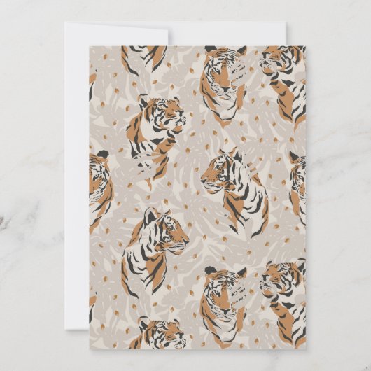 Het is een wild oerwoud tijger op de eerste verjaa kaart (Achterkant)