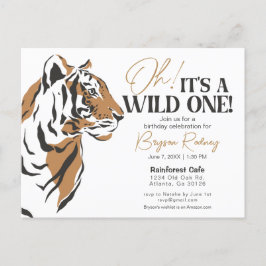 Het is een wild oerwoud tijger op de eerste verjaa uitnodiging briefkaart