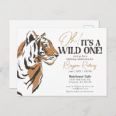 Het is een wild oerwoud tijger op de eerste verjaa uitnodiging briefkaart (Voorkant / Achterkant)