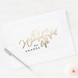 Het is een wonderbaar leven Lettering Goud Folie Rechthoekige Sticker
