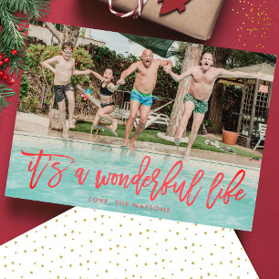 Het is een Wonderful Life RED-kerstfoto Feestdagenkaart