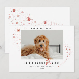 Het is een WonderFUR Life Pet Foto met kerstfeestd Feestdagenkaart