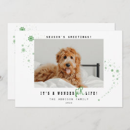 Het is een WonderFUR Life Pet Foto met kerstfeestd Feestdagenkaart