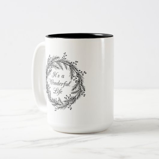 Het is een wonderlijk leven - kerstMok Tweekleurige Koffiemok (Voorkant links)