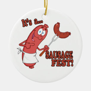 Het is een worstfeest Fun cartoontje over het koke Keramisch Ornament