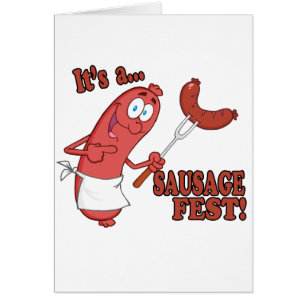 Het is een worstfeest Funnieke worst kook cartoon