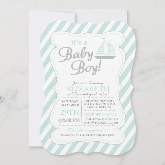 Het is een ZeevaartBaby shower van de Zeilboot van Kaart (Voorkant)