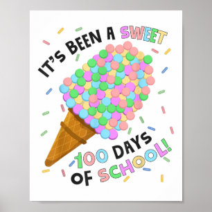 Het is een zoete 100 dagen van de school ijs 100t  poster