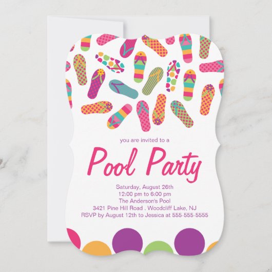Het is een zomerslip-Flop Pool Party Invitation Kaart (Voorkant)