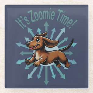 Het is een Zoomie Time teckel Glazen Onderzetter