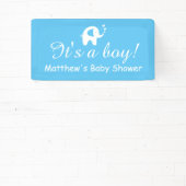Het is een zoontje aangepaste blauwe baby shower b spandoek (Insitu)