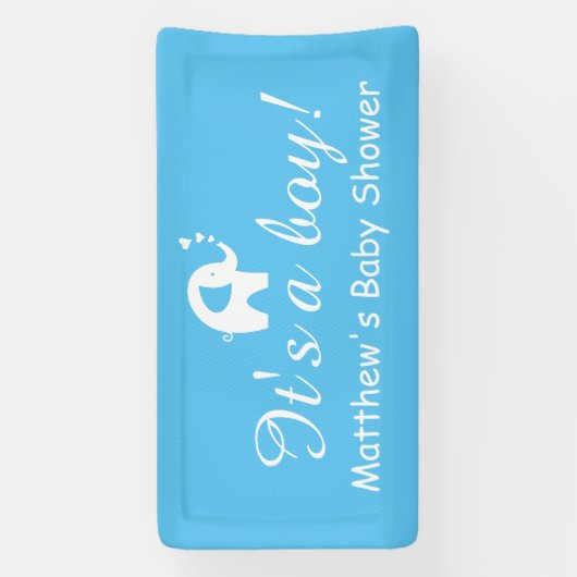 Het is een zoontje aangepaste blauwe baby shower b spandoek (Verticaal)