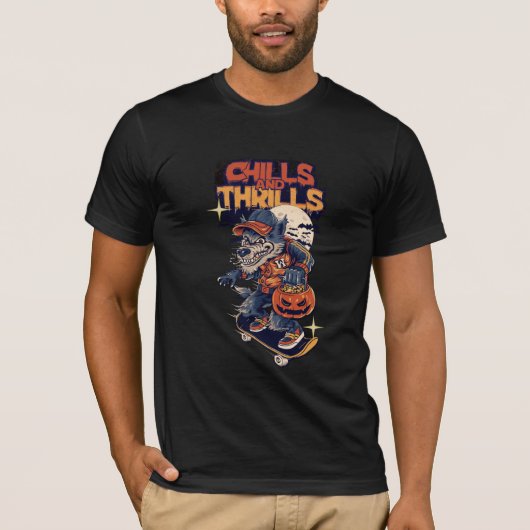 het is een zwart T-shirt met esthetisch ontwerp (Voorkant)