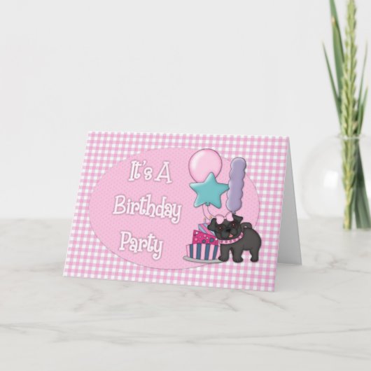 Het is een zwarte wedstrijd van de Birthday Party Kaart (Voorkant)