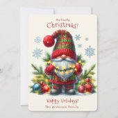 Het is eindelijk Kerst Happy Gnome Lights Red Feestdagenkaart (Voorkant)