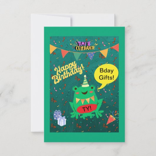 Het is eindelijk mijn verjaardag 29 feb kikker Con Bedankkaart (Voorkant)