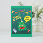 Het is eindelijk mijn verjaardag 29 feb kikker Con Bedankkaart (Staand voorkant)