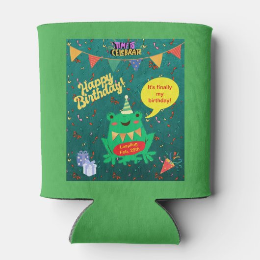 Het is eindelijk mijn verjaardag 29 feb kikker Con Blikjeskoeler (Achterkant)