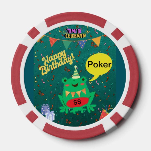Het is eindelijk mijn verjaardag 29 feb kikker Con Poker Chips (Achterkant)