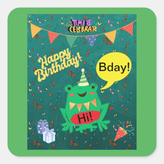 Het is eindelijk mijn verjaardag 29 feb kikker Con Vierkante Sticker (Voorkant)