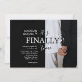 Het is eindelijk tijd-stijlvolle zwarte bruiloft kaart (Voorkant)