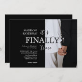 Het is eindelijk tijd-stijlvolle zwarte bruiloft kaart (Voorkant / Achterkant)