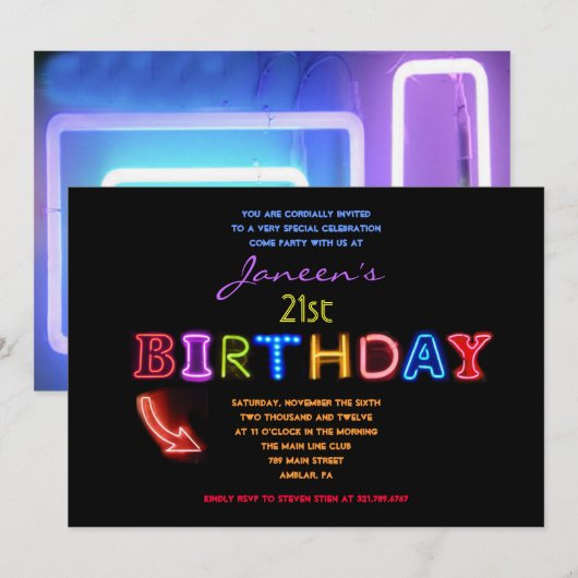 HET IS ELEKTRISCH! 21e uitnodiging voor een uitnod (Voorkant / Achterkant)