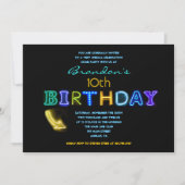 HET IS ELEKTRISCH! Neon 10th Birthday Party Invite Kaart (Voorkant)