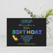 HET IS ELEKTRISCH! Neon 10th Birthday Party Invite Kaart (Staand voorkant)