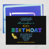 HET IS ELEKTRISCH! Neon 10th Birthday Party Invite Kaart (Voorkant / Achterkant)