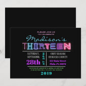 HET IS ELEKTRISCH! NEON Birthday Derdertiende uitn Kaart (Voorkant / Achterkant)