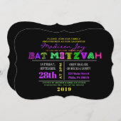 HET IS ELEKTRISCH! NEON GLOW Bar Mitzvah uitnodigi Kaart (Voorkant / Achterkant)